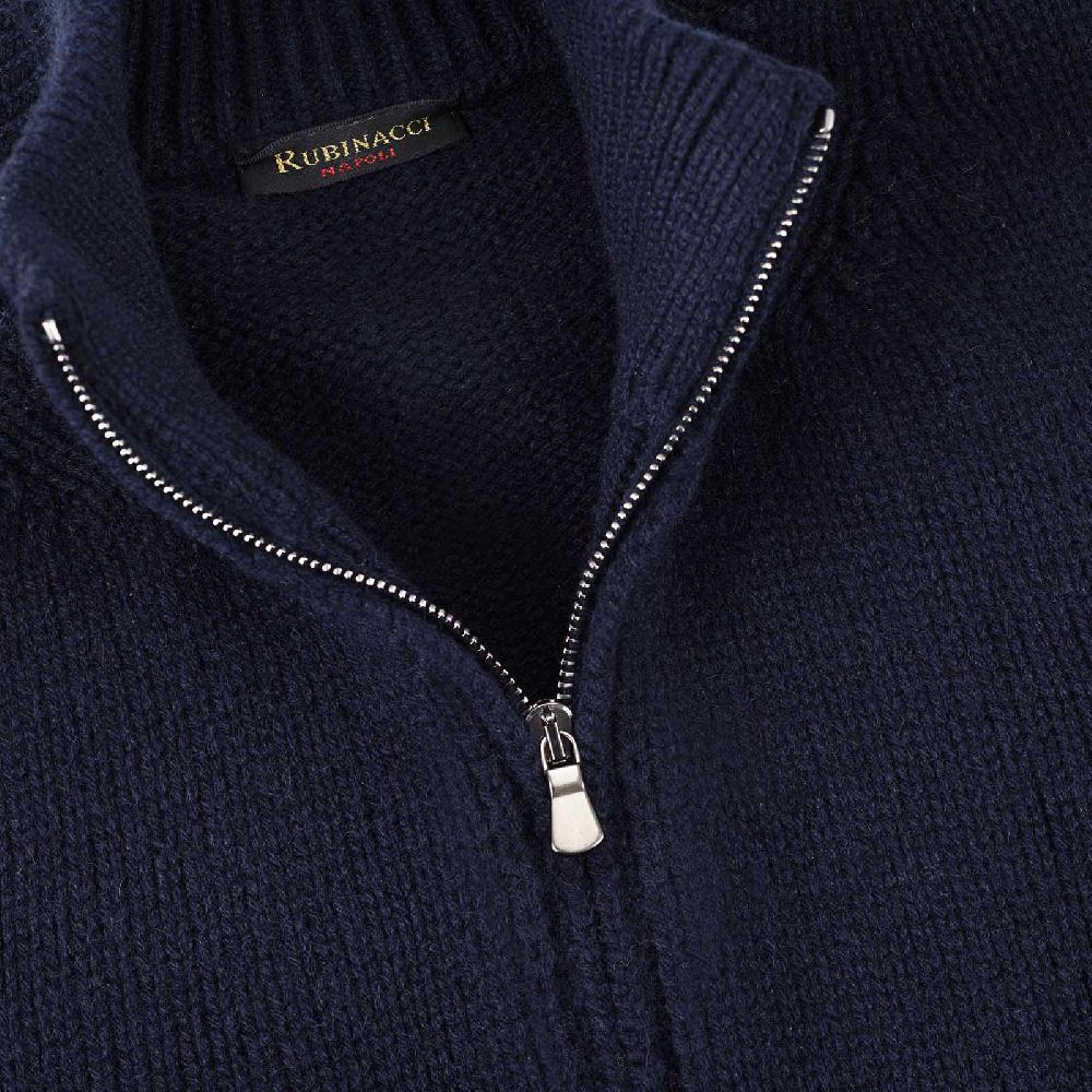Rubinacci Pull zip in cashmere blu Negozio