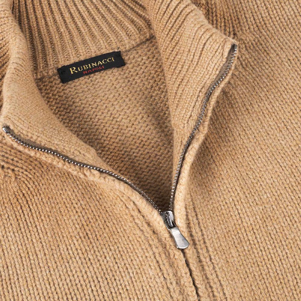 Rubinacci Pull zip in cashmere rhum In Saldo