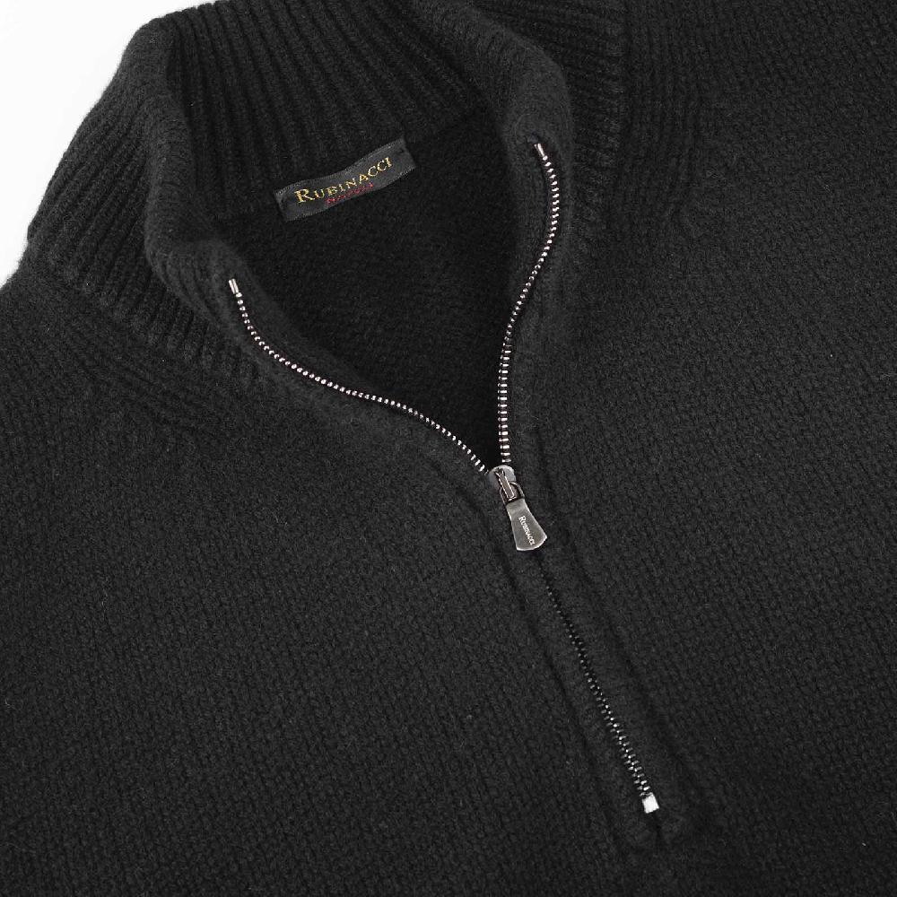 Rubinacci Pull mezza zip in cashmere nero Moda