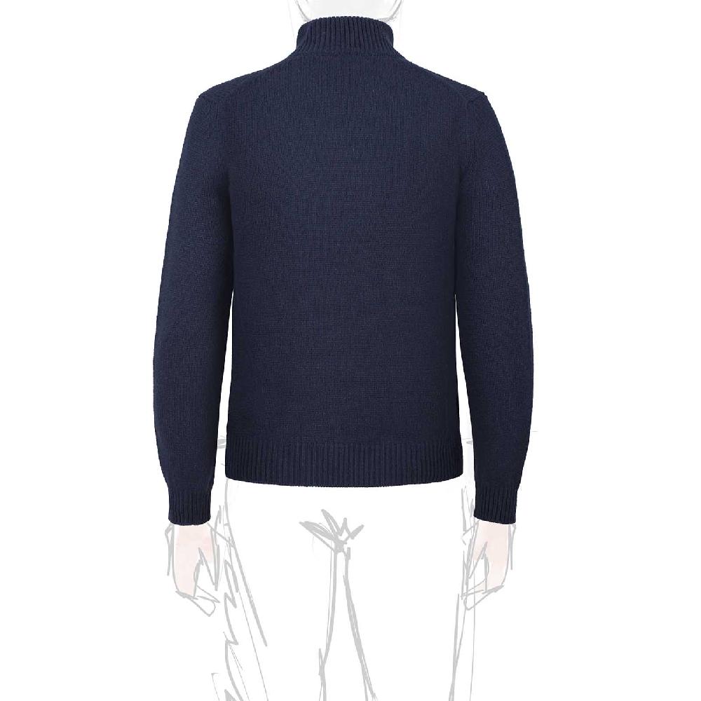 Rubinacci Pull mezza zip in cashmere blu 2025