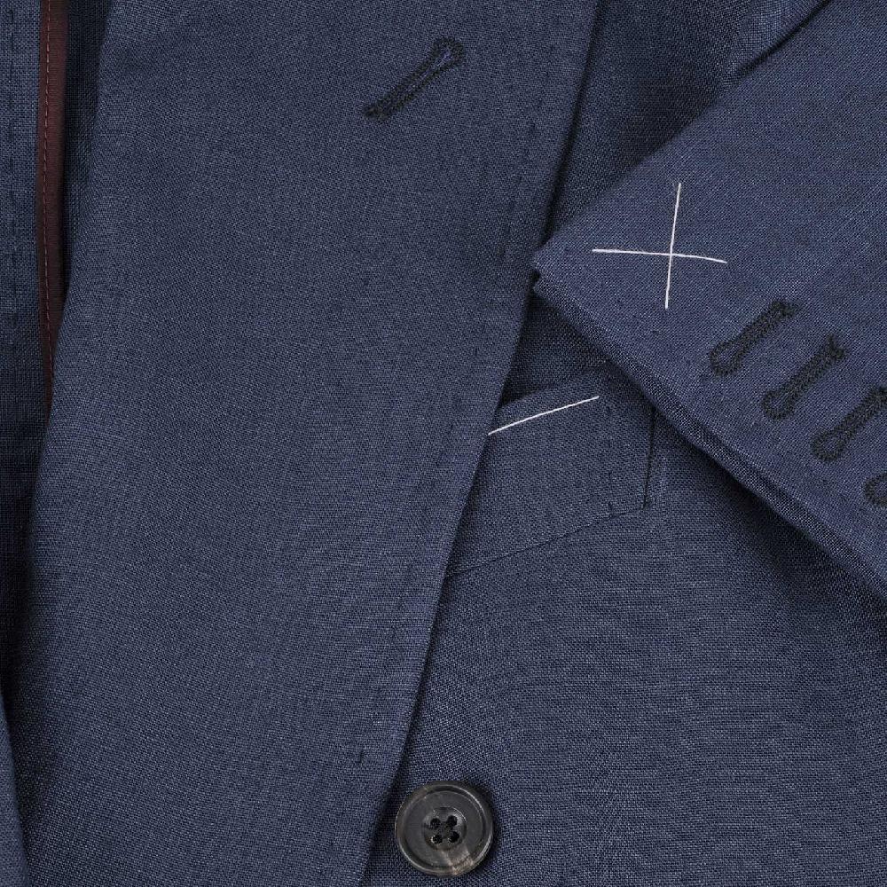 Rubinacci Giacca in lino blu Pezzi Unici