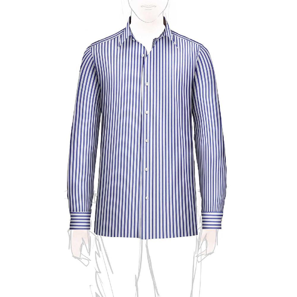 Rubinacci Camicia in cotone rigato bianco e blu Hotsell
