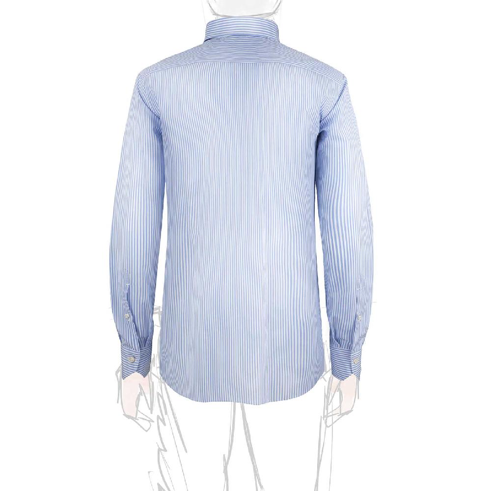 Rubinacci Camicia in cotone rigato bianco e celeste Vendite Flash