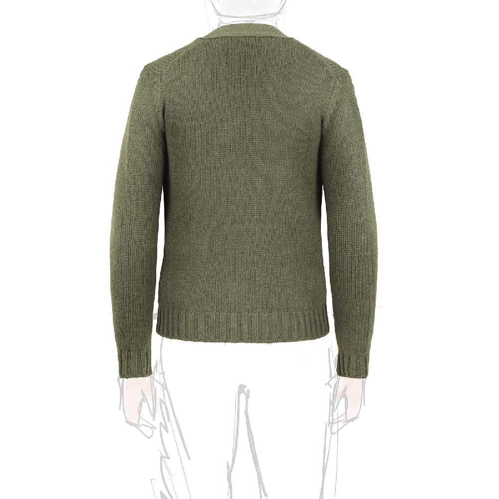 Rubinacci Cardigan cashmere verde oliva Spedizione Gratuita