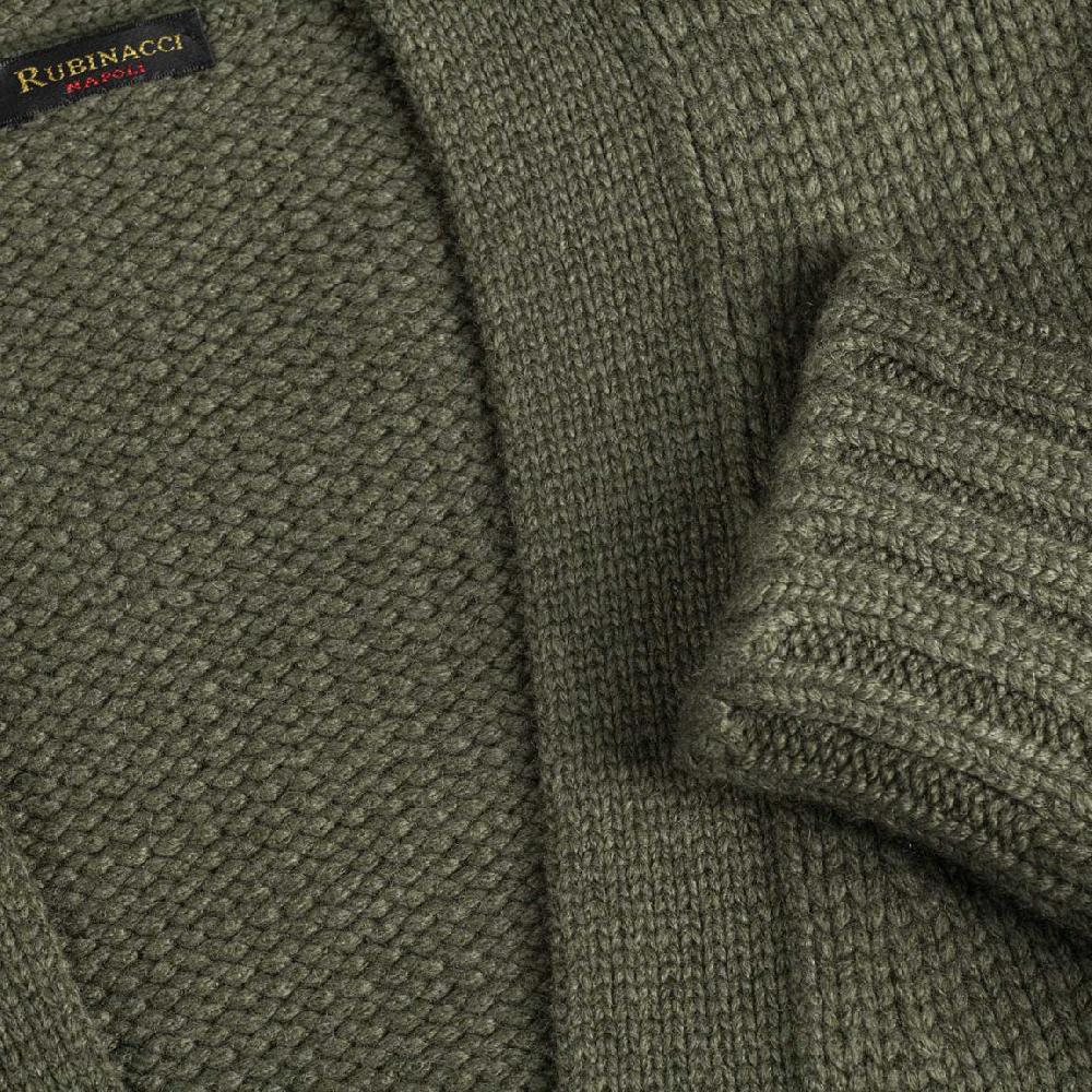 Rubinacci Cardigan cashmere verde oliva Spedizione Gratuita