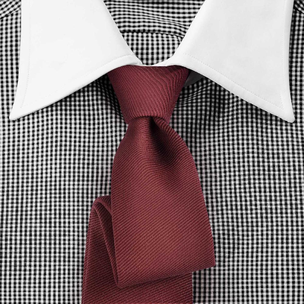 Rubinacci Camicia con collo bianco quadretto nero Consegna Veloce