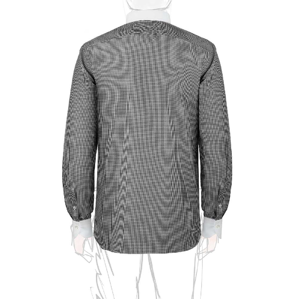 Rubinacci Camicia con collo bianco quadretto nero Consegna Veloce