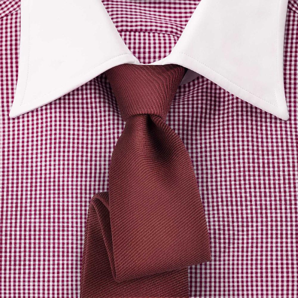 Rubinacci Camicia con collo bianco quadretto bordeaux Fino Al -60%