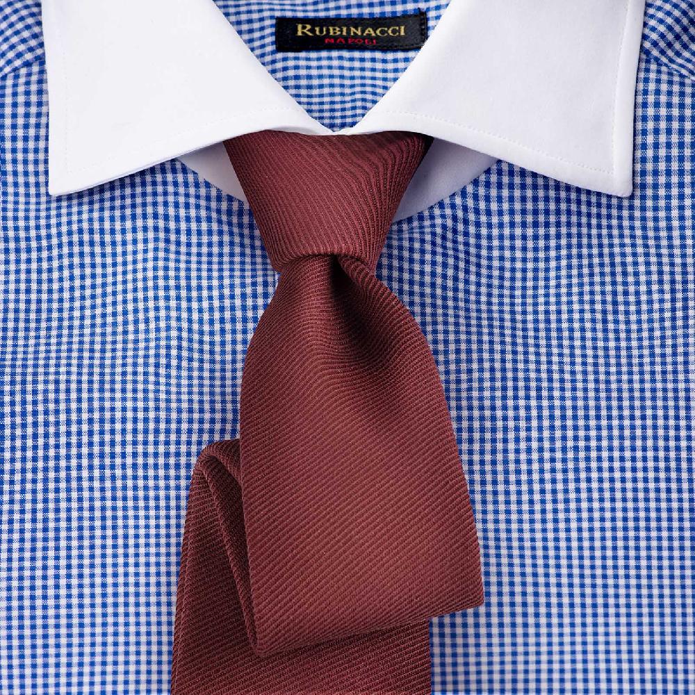 Rubinacci Camicia con collo bianco quadretto blu Affare Del Giorno