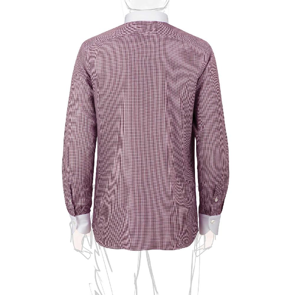 Rubinacci Camicia con collo bianco quadretto bordeaux Prezzo Ridotto