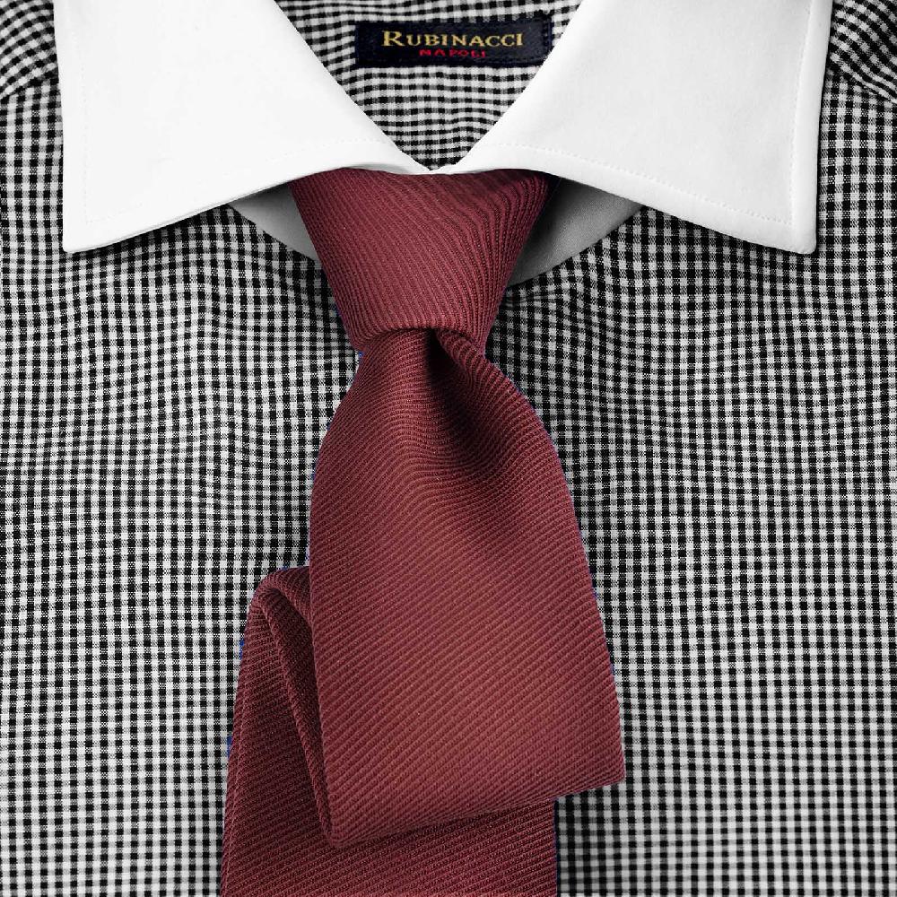 Rubinacci Camicia con collo bianco quadretto nero Sottocosto