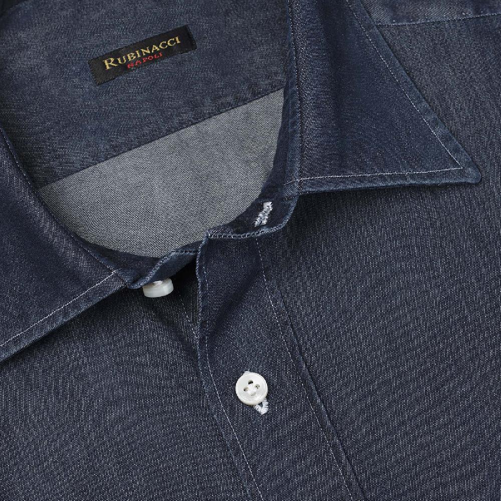 Rubinacci Camicia jeans blu scuro Trasporto libero internazionale