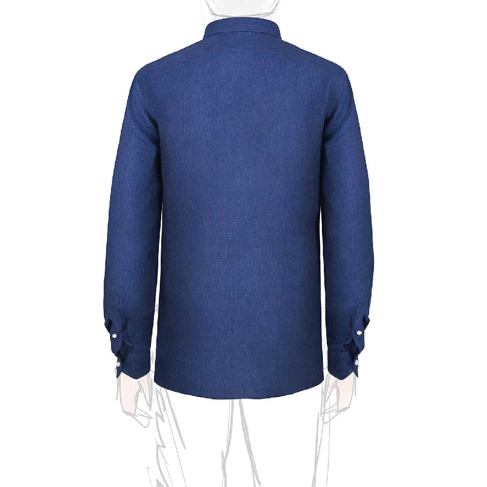Rubinacci Camicia jeans in lino Vendita Calda