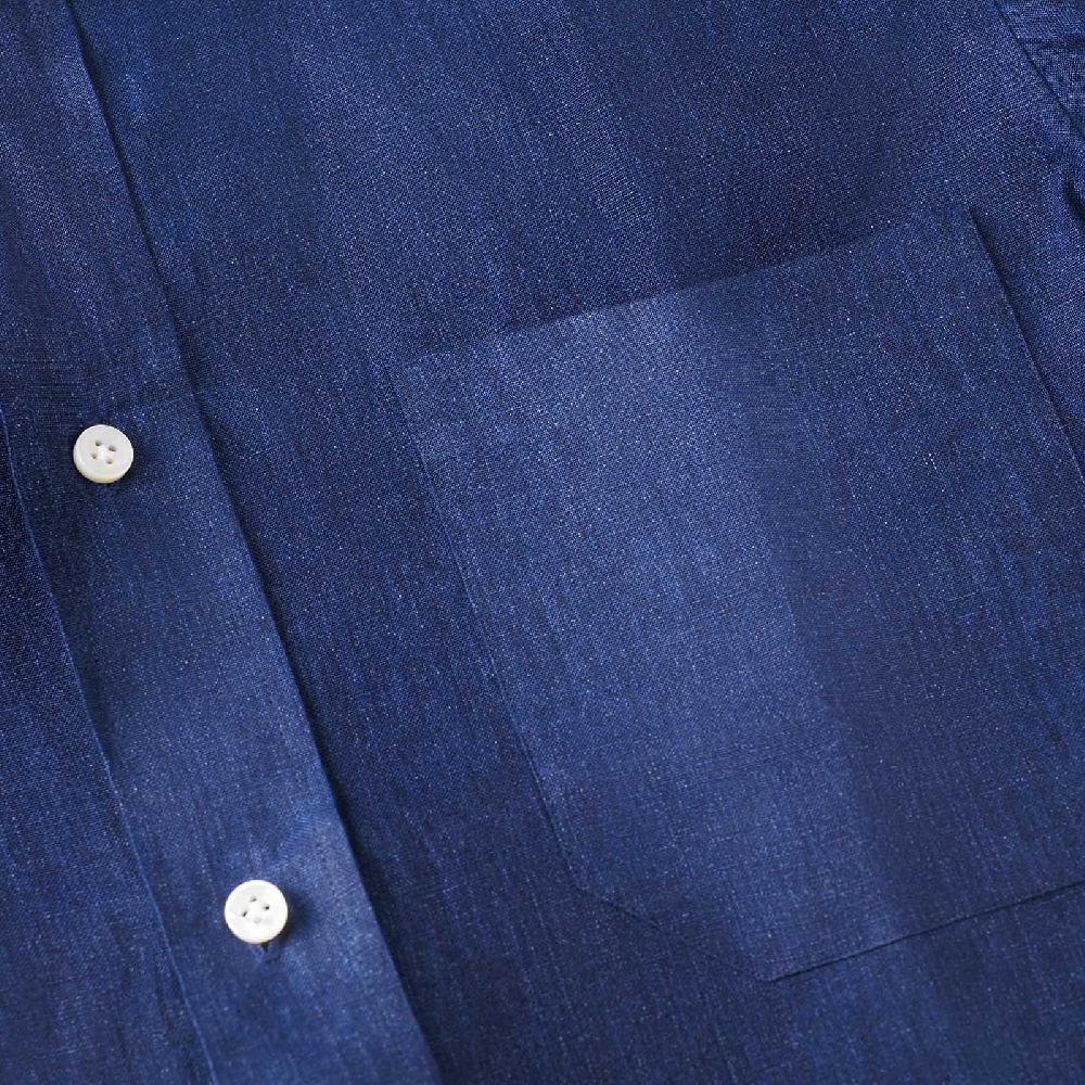 Rubinacci Camicia jeans in lino Vendita Calda
