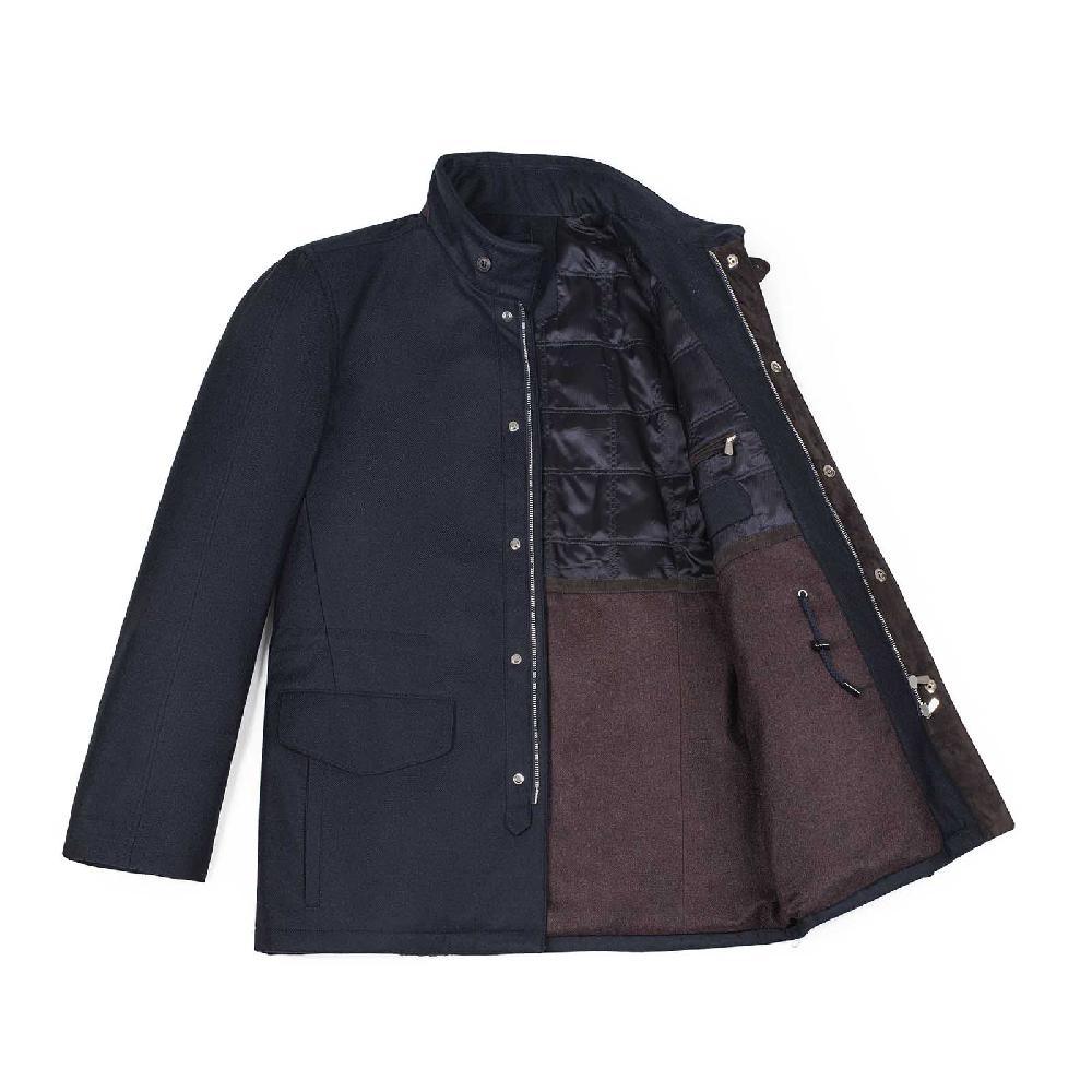 Rubinacci Giaccone in lana e cashmere blu 2025