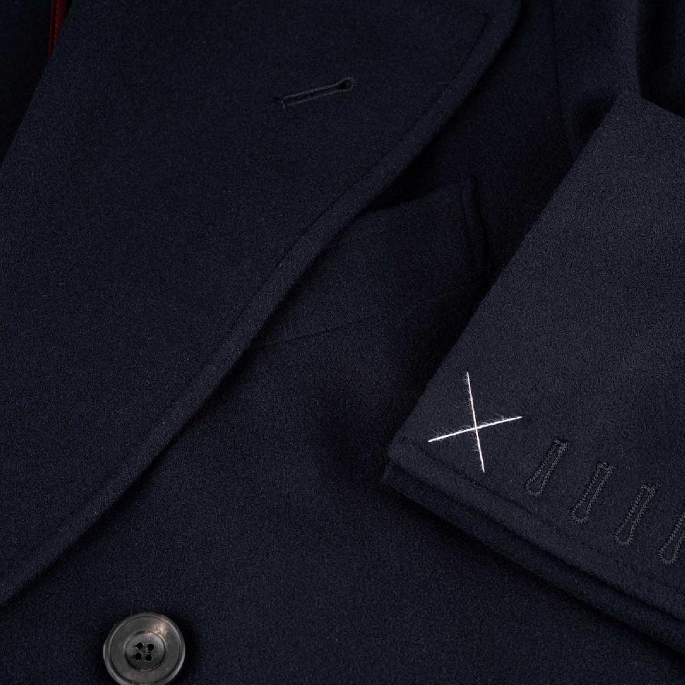 Rubinacci Cappotto Ulster in lana super 200's blu Vendita