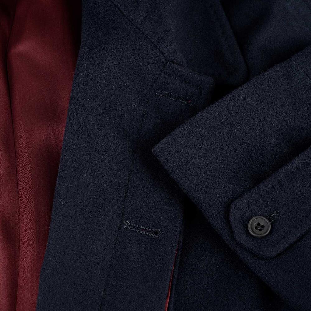 Rubinacci Cappotto raglan in lana super 200's blu Promozione