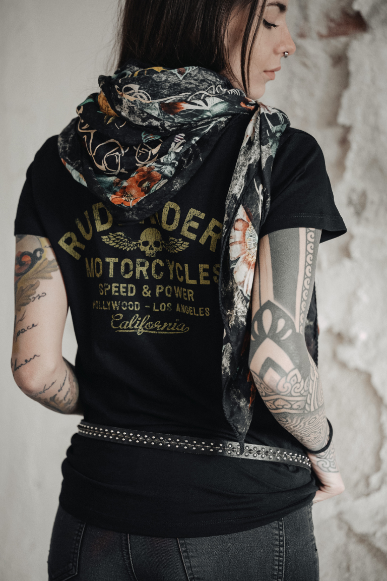 ﻿Rude Riders T-Shirt Donna Rude Riders Nera In Vendita