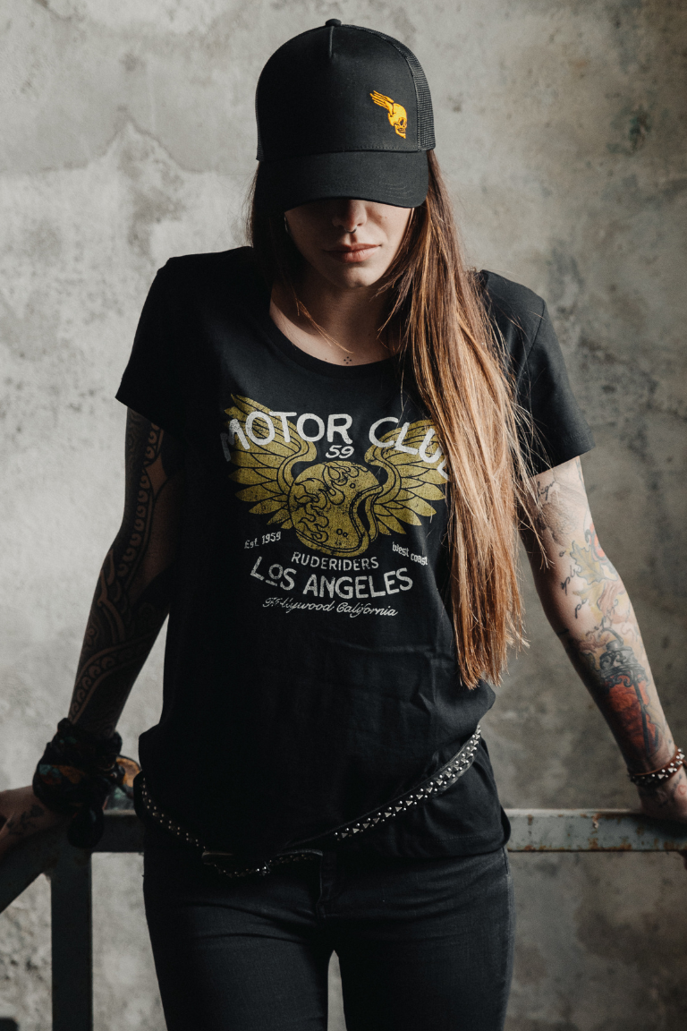Rude Riders T-Shirt Donna Motor Brigade Nera Saldi