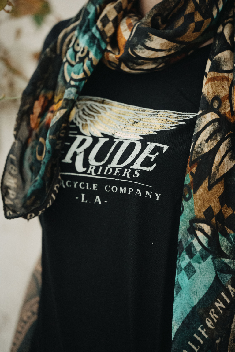 Rude Riders T-Shirt Donna Flying Wheel Nera Hotsell