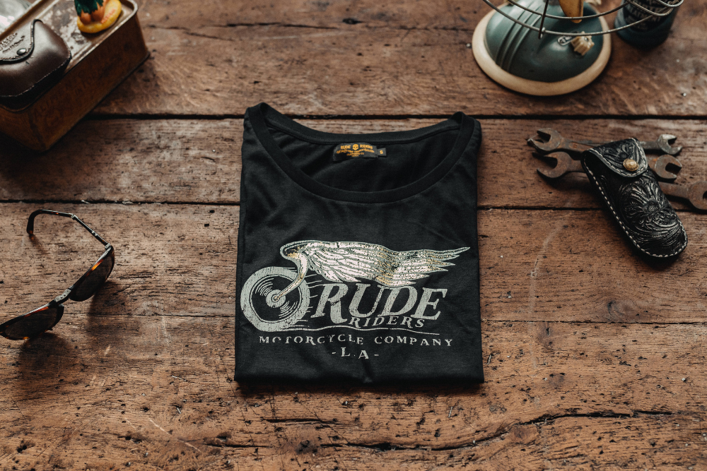 Rude Riders T-Shirt Donna Flying Wheel Nera Hotsell