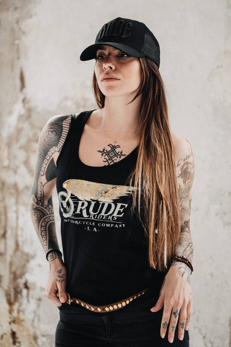 Rude Riders Canotta Donna Flying Wheel Nera Saldi Di Fabbrica