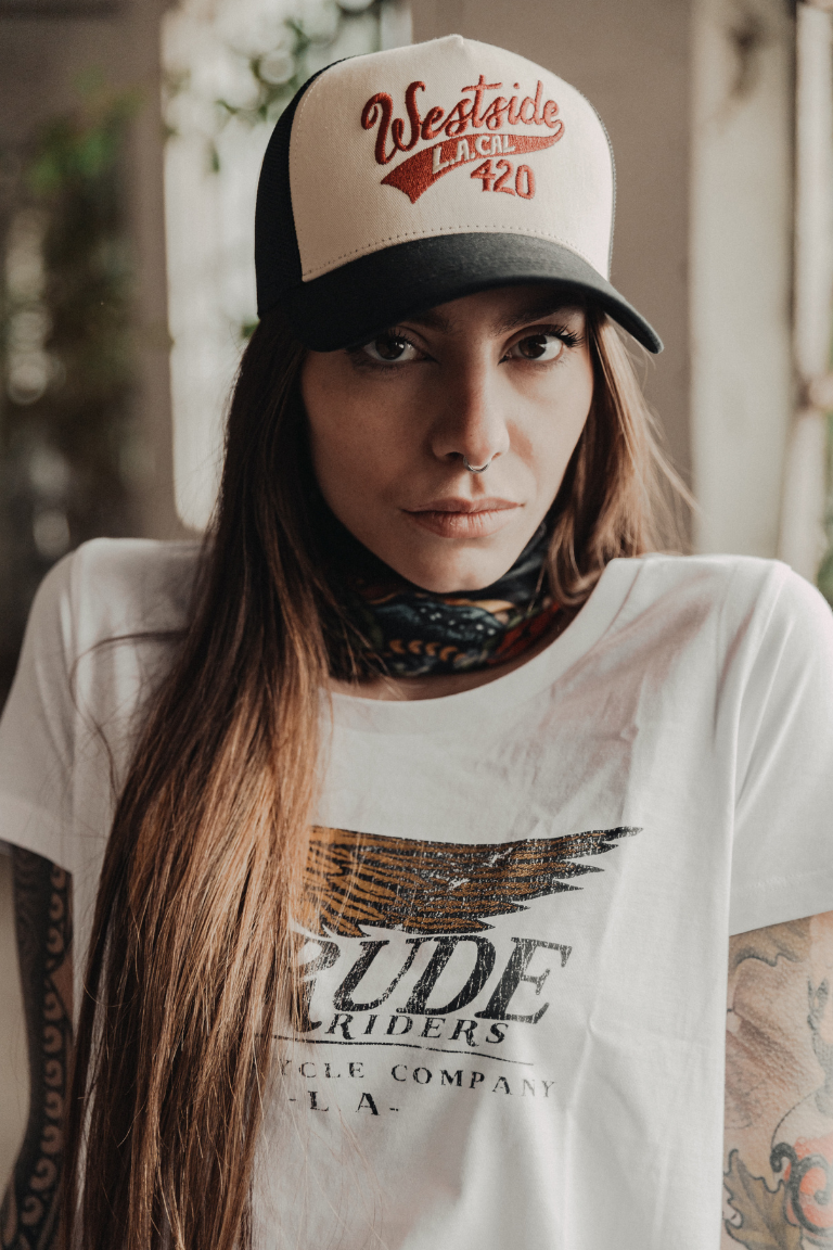 Rude Riders T-Shirt Donna Flying Wheel Bianca I Più Venduti