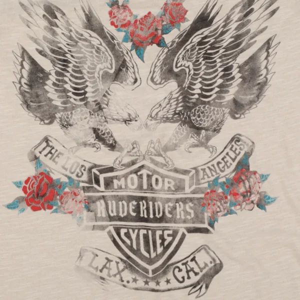 Rude Riders T-Shirt Donna Eagle & Roses Limited Ed Soddisfazione Garantita