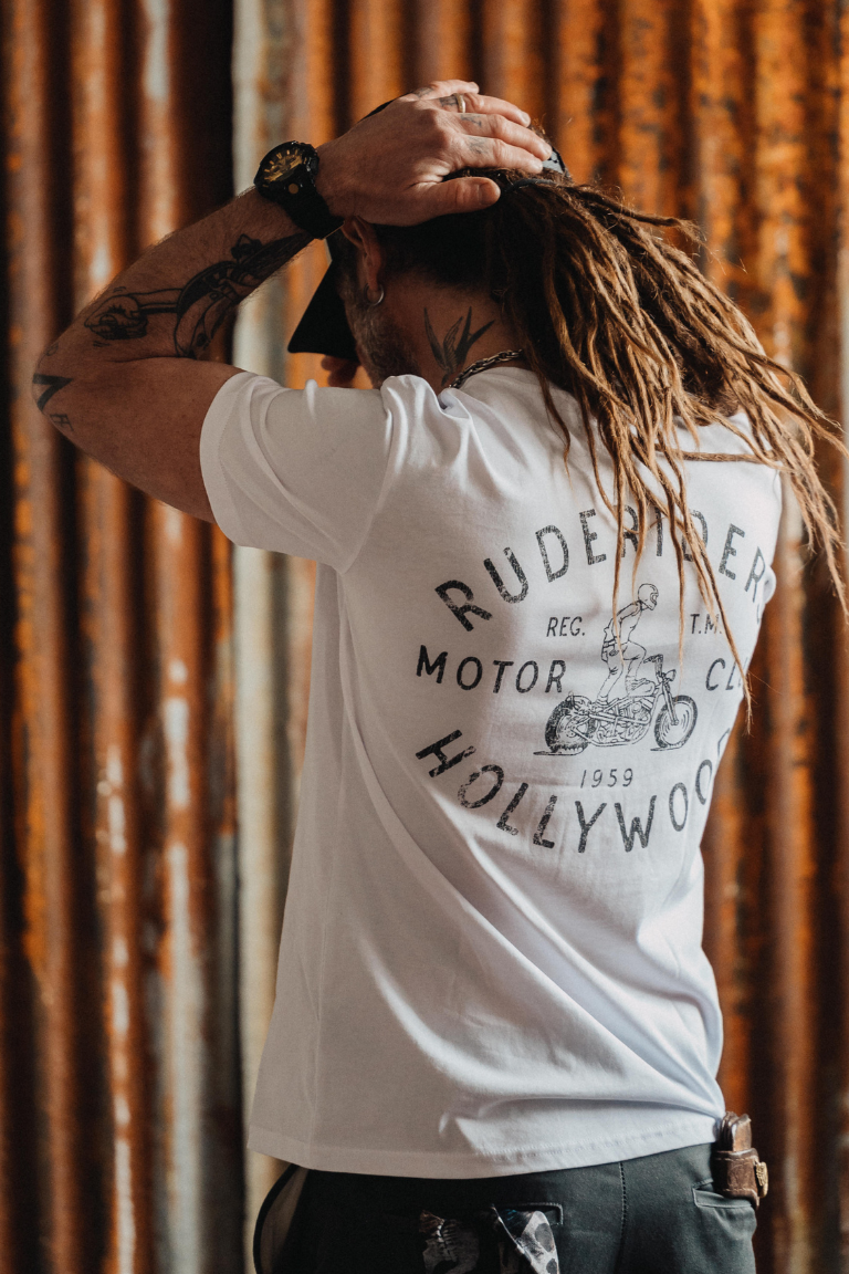 Rude Riders T-Shirt Uomo Motor Club Bianca Presa