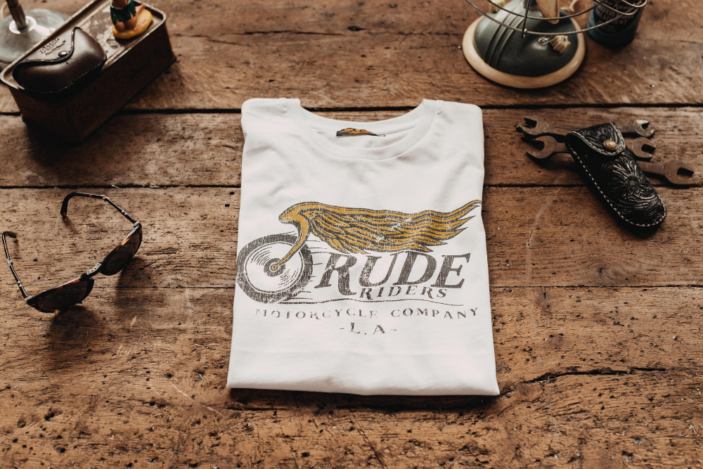 Rude Riders T-Shirt Uomo Flying Wheel Bianca Offerta