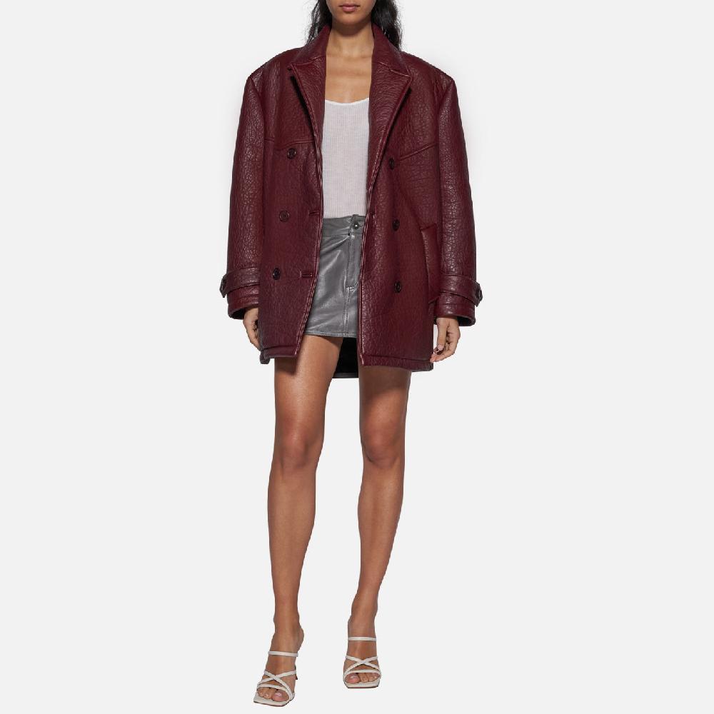 Salvatore Santoro GIACCA IN PELLE - BORDEAUX Saldi Di Fabbrica