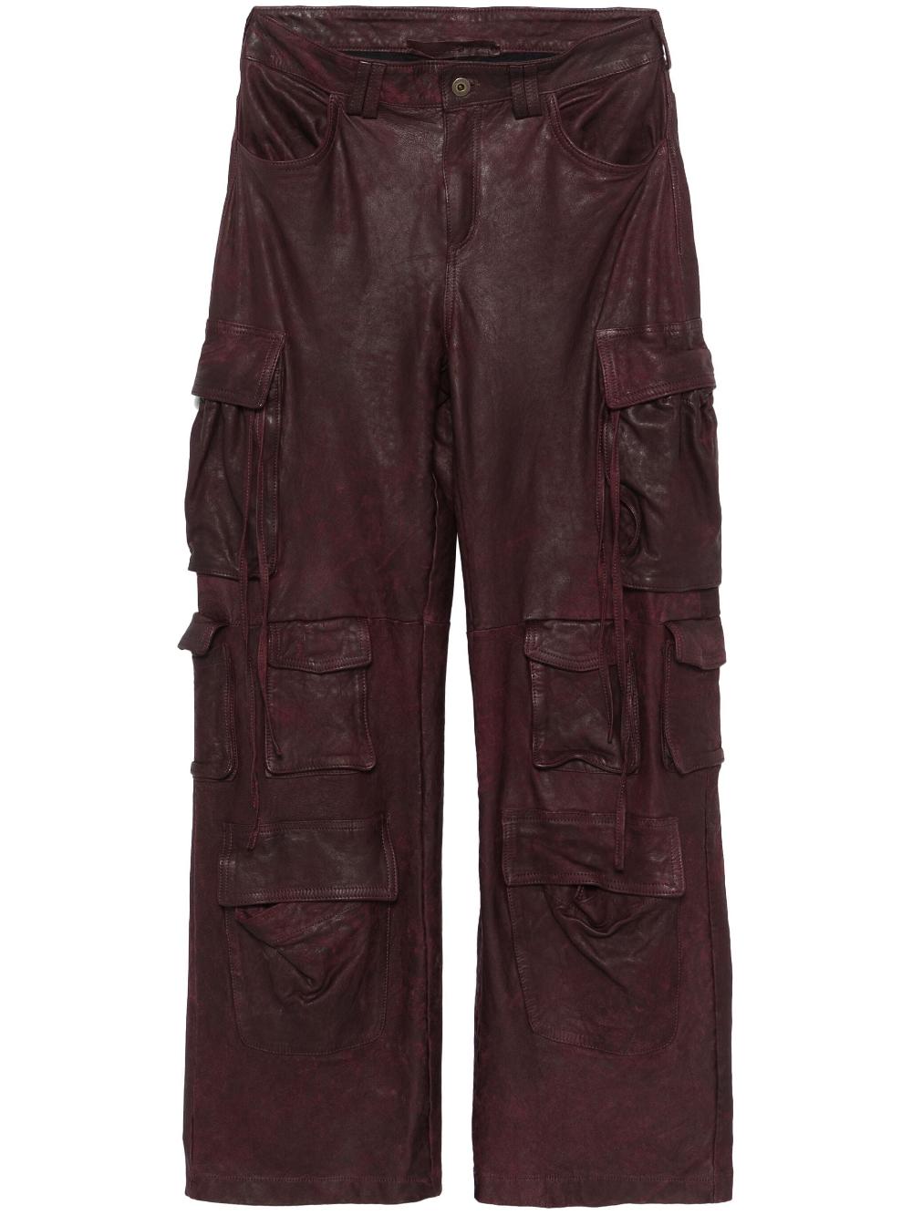 Salvatore Santoro PANTALONE IN PELLE - PRUNE Presa