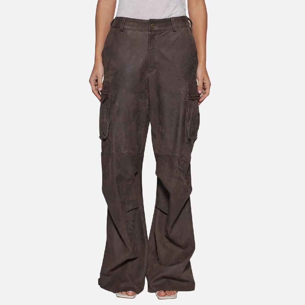 Salvatore Santoro PANTALONE IN PELLE - STONE Sconto