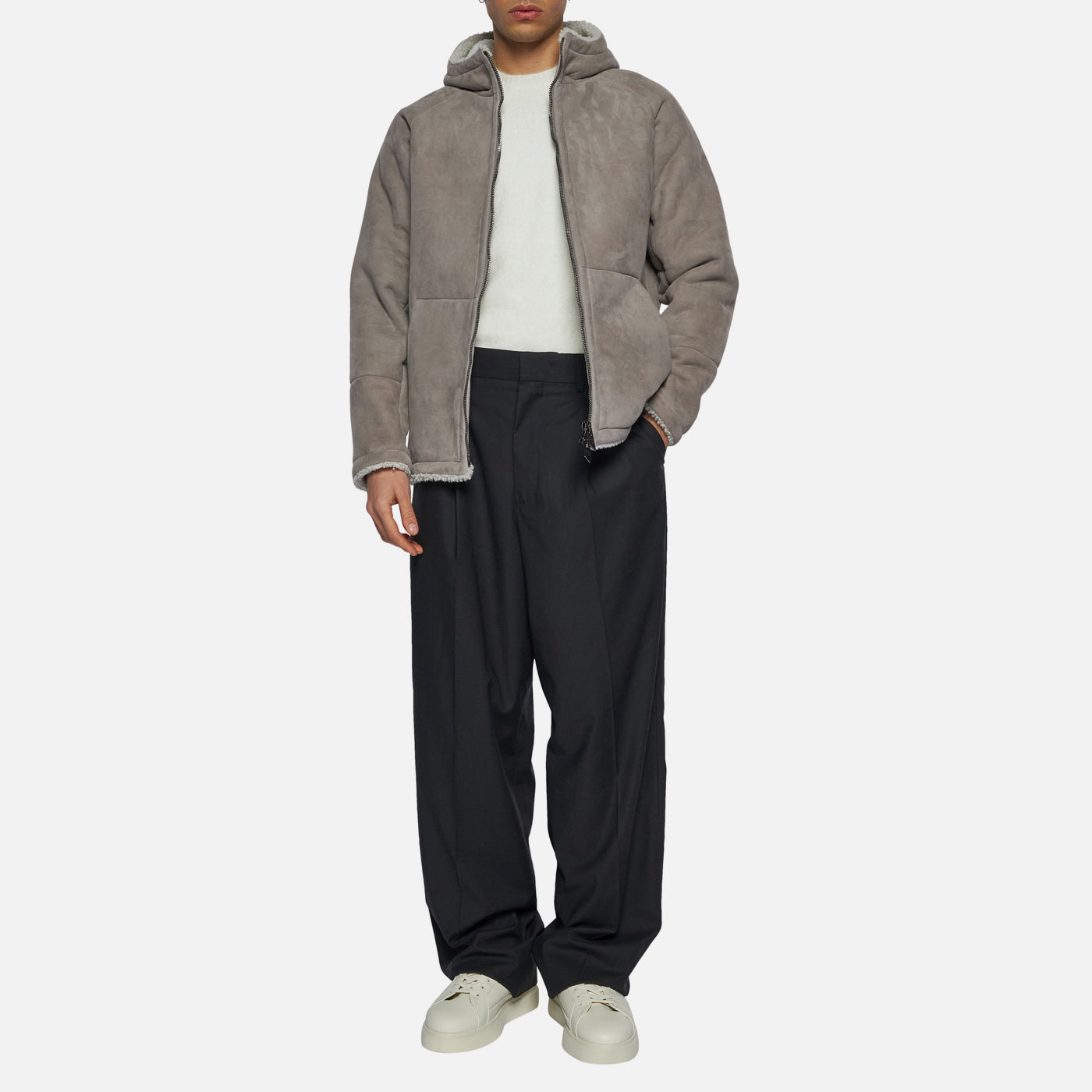 Salvatore Santoro FELPA IN SHEARLING - GREY Saldi Di Fabbrica