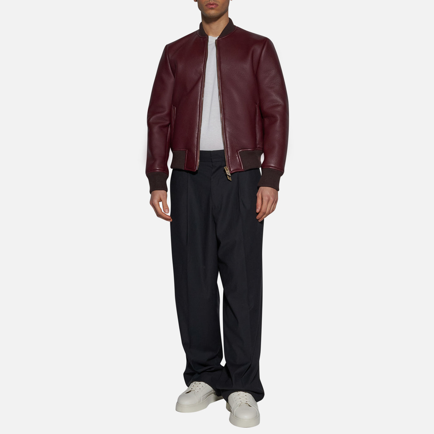 Salvatore Santoro BOMBER IN PELLE - BORDEAUX Vendite Flash