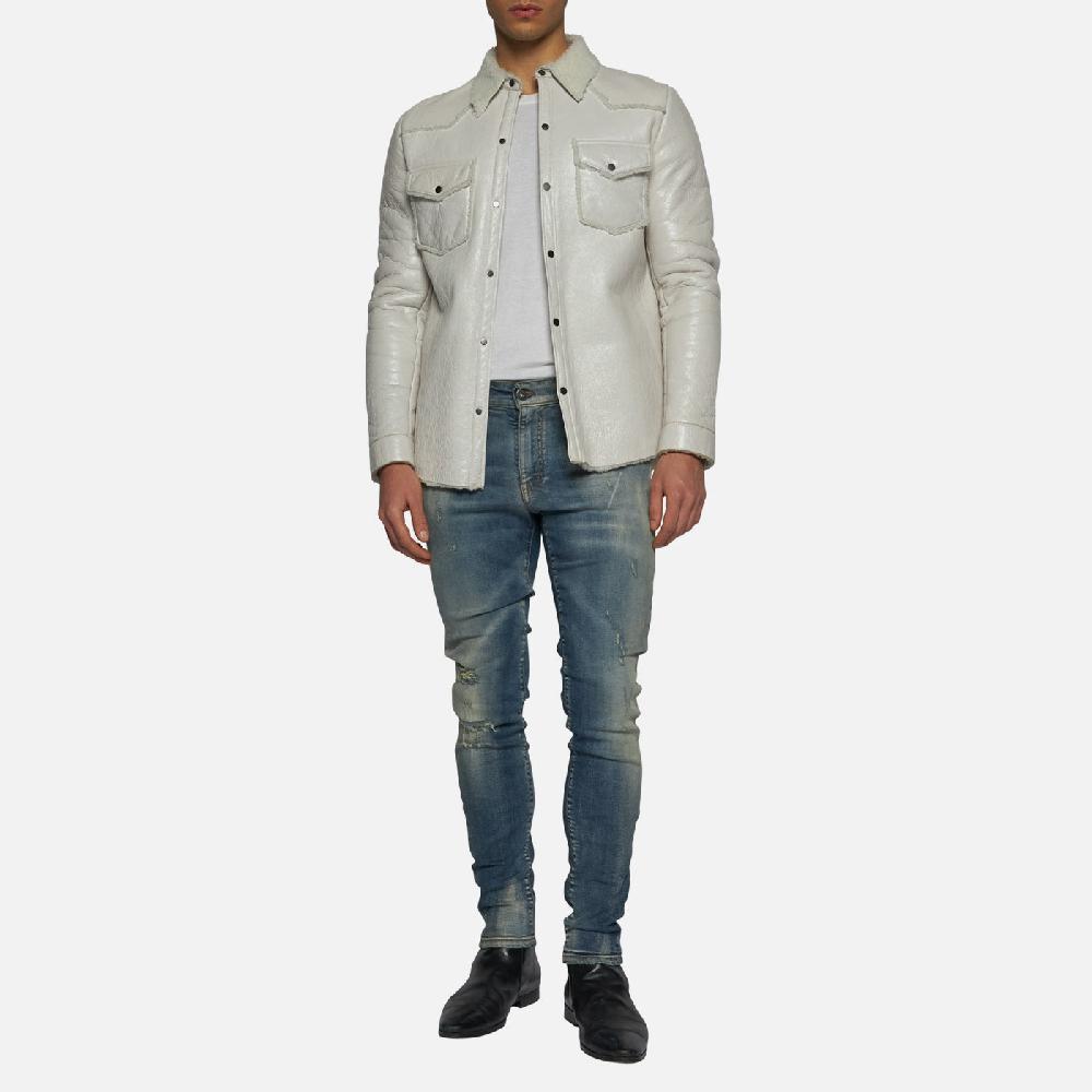 Salvatore Santoro CAMICIA IN SHEARLING - IVORY Prezzo Ridotto