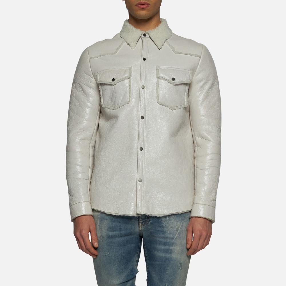 Salvatore Santoro CAMICIA IN SHEARLING - IVORY Prezzo Ridotto