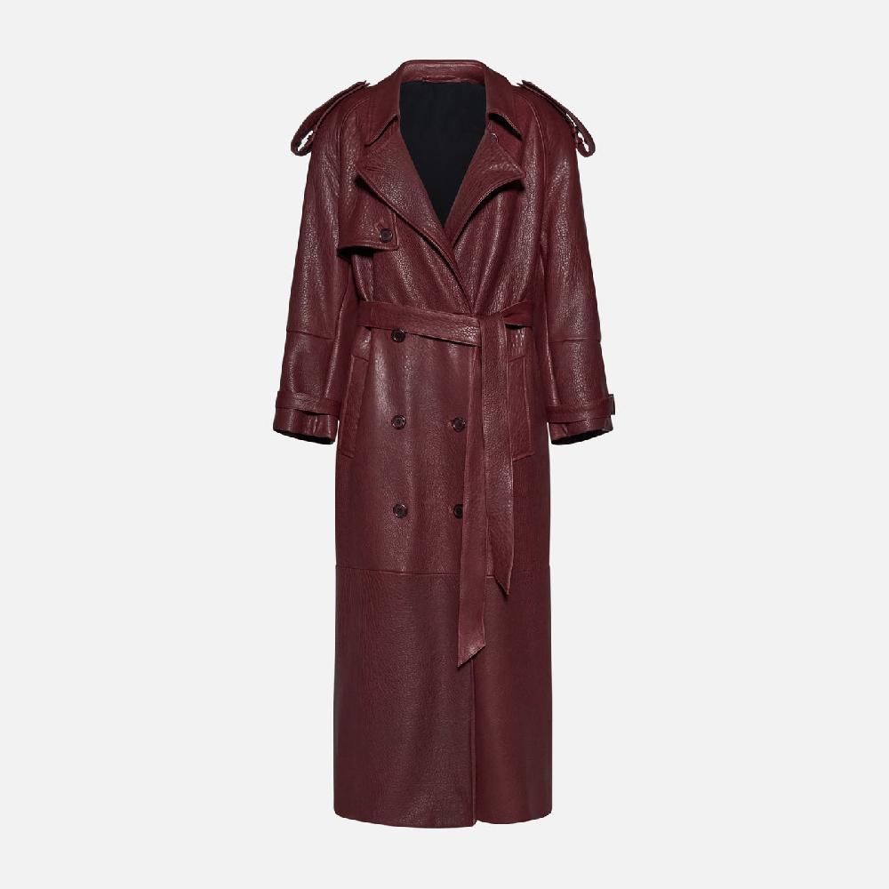 Salvatore Santoro TRENCH IN PELLE - BORDEAUX Saldi Di Fabbrica
