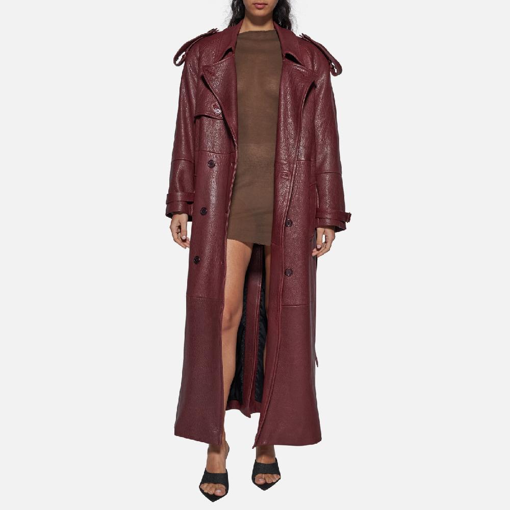 Salvatore Santoro TRENCH IN PELLE - BORDEAUX Saldi Di Fabbrica