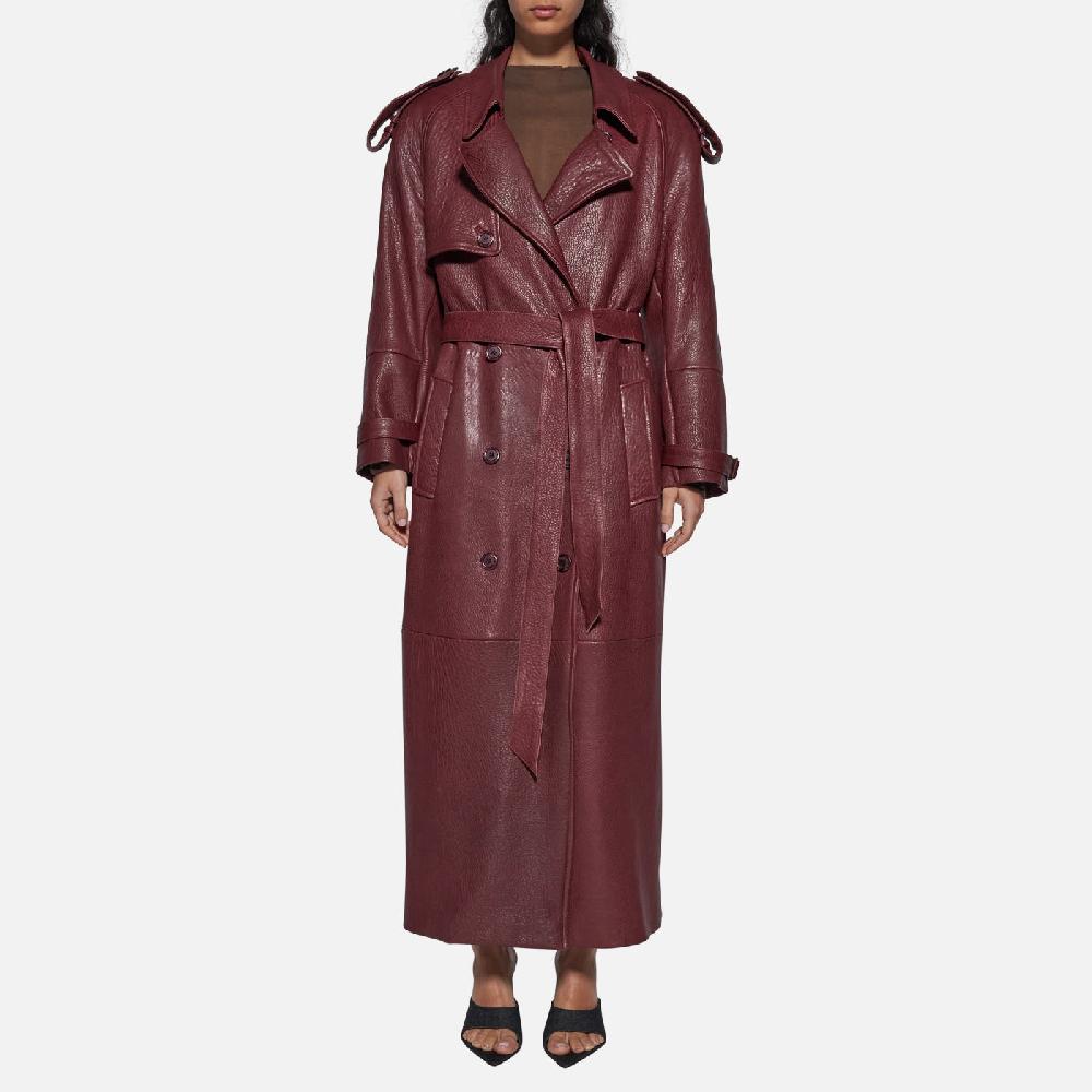 Salvatore Santoro TRENCH IN PELLE - BORDEAUX Saldi Di Fabbrica