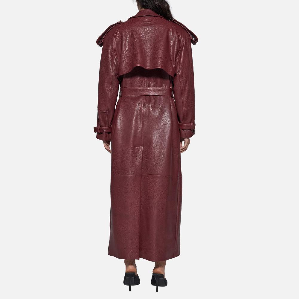 Salvatore Santoro TRENCH IN PELLE - BORDEAUX Saldi Di Fabbrica