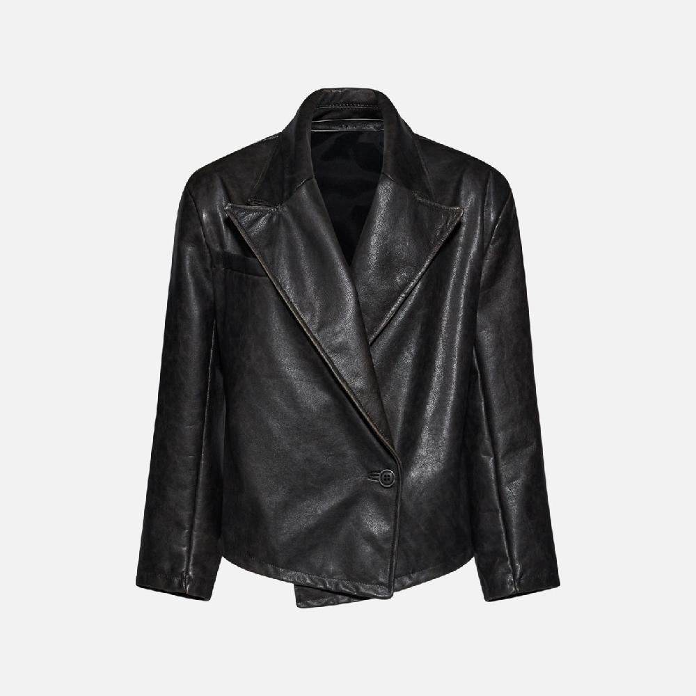 Salvatore Santoro BLAZER IN PELLE - BLACK Nuova