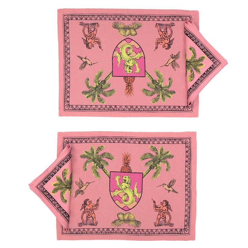 Sans Tabù Tovagliette Americane rosa in lino grezzo & 2 tovaglioli - Pop of Arms Hotsell