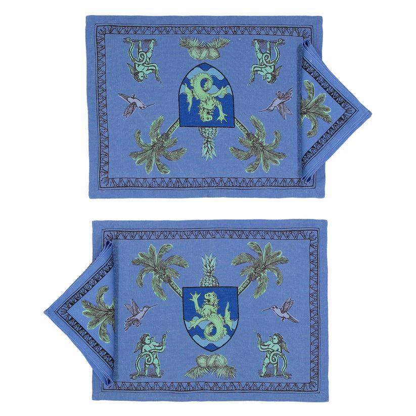 Sans Tabù Tovagliette Americane Blu in lino grezzo & 2 tovaglioli - Pop of Arms Fino al 50% di sconto