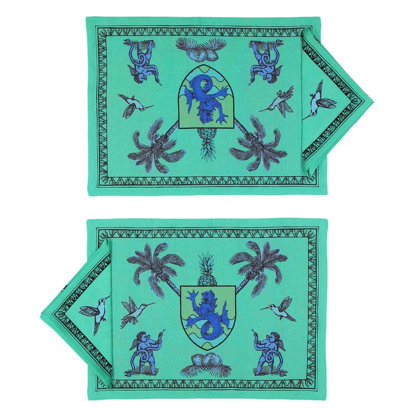 Sans Tabù Tovagliette Americane verdi in lino grezzo & 2 tovaglioli - Pop of Arms Saldi Di Fabbrica