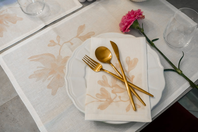Sans Tabù Tovagliette Americane in lino grezzo & 2 tovaglioli - Peach Blossom 2025