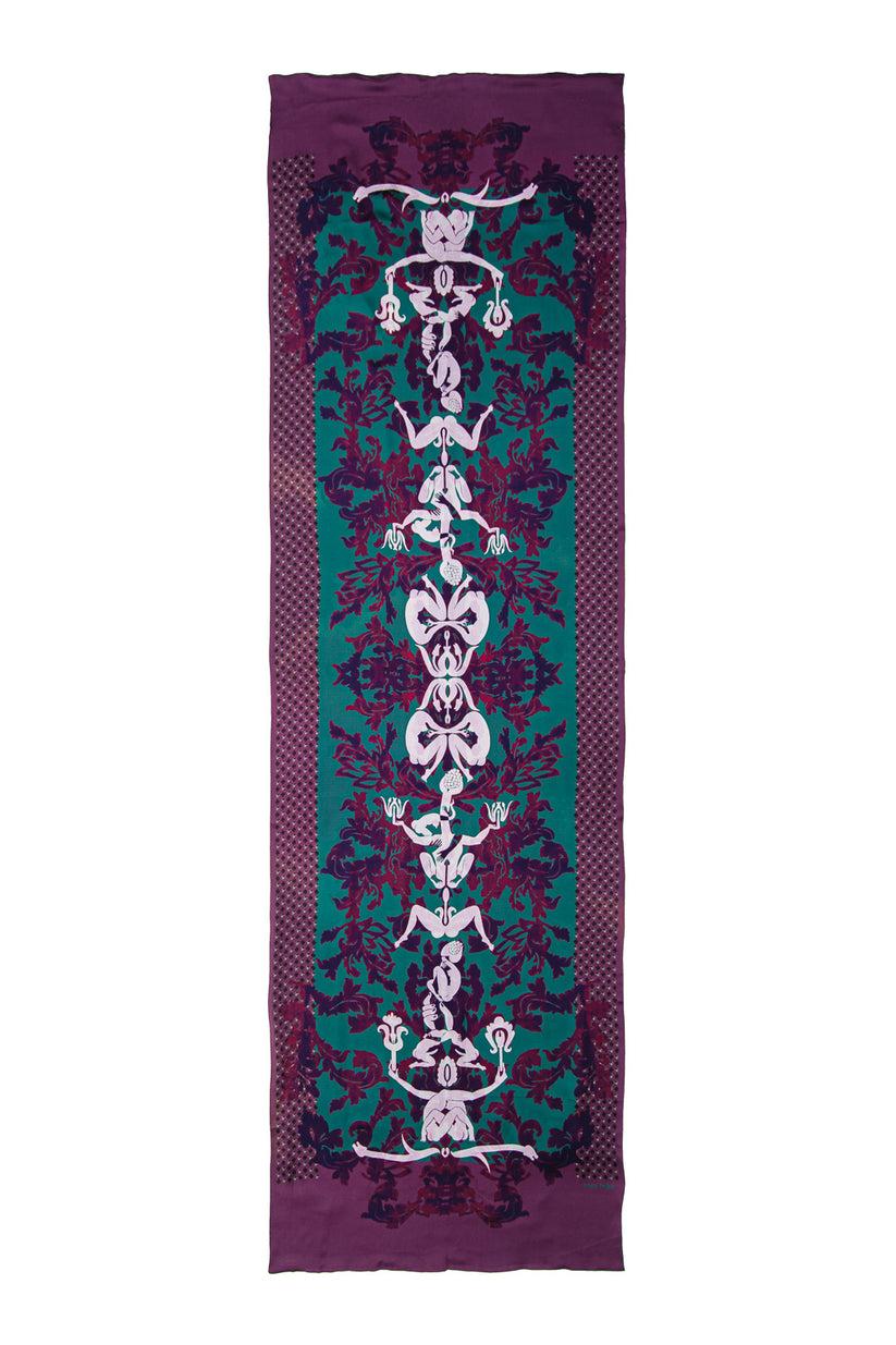 Sans Tabù Stola in pura seta double face “Totem” - Cobalt Consegna Veloce