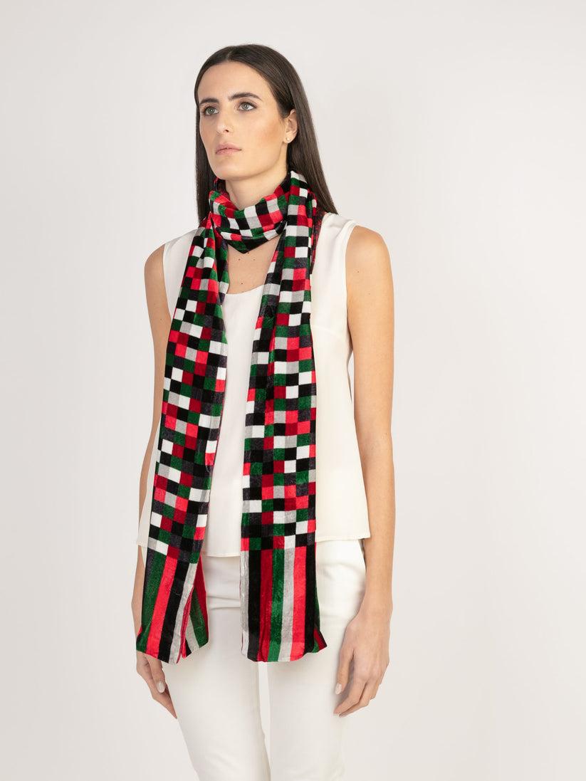 Sans Tabù Stola in seta e viscosa double face "Enlace Checks“ Fino Al -60%