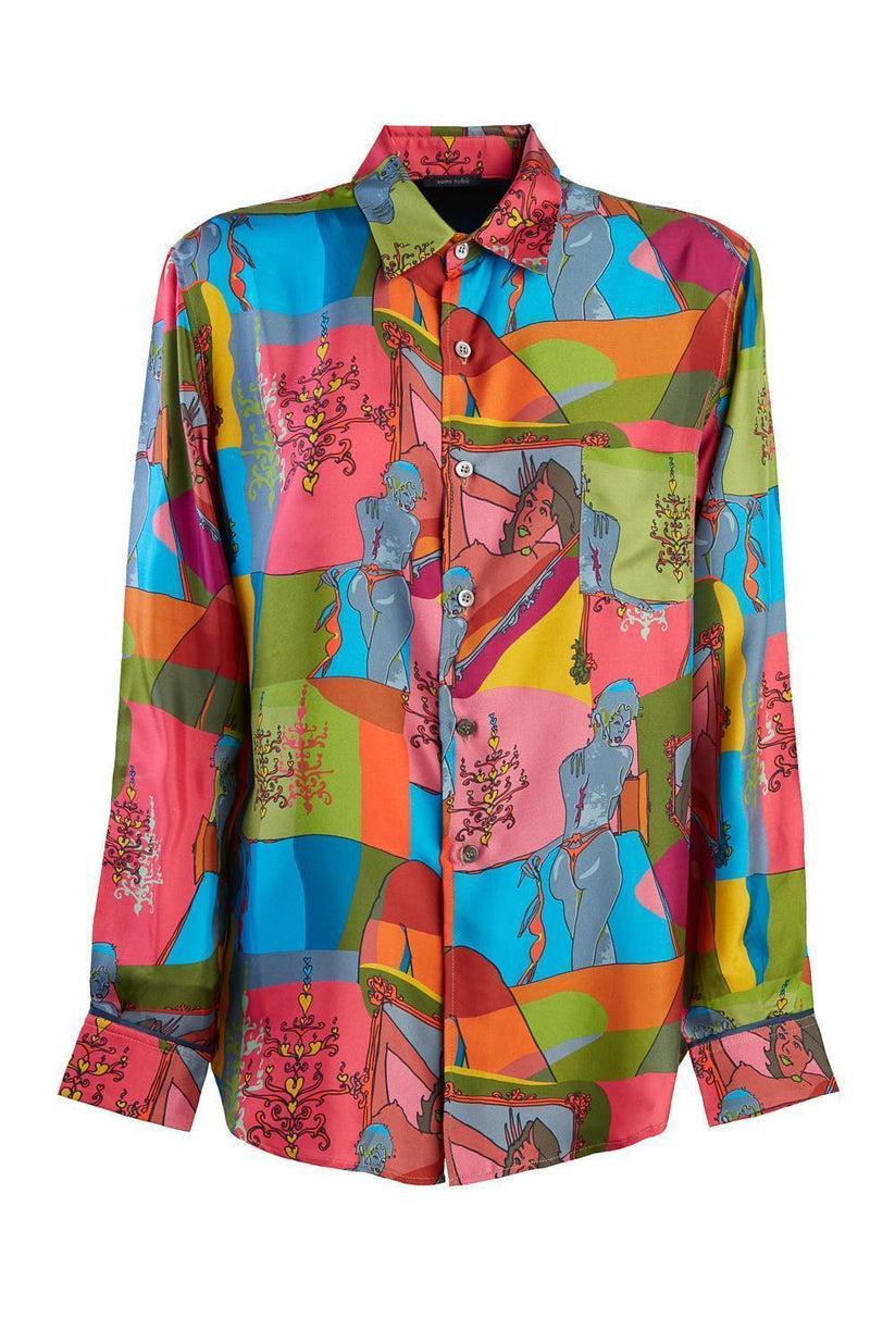 Sans Tabù Camicia in pura seta a maniche lunghe “Specchio delle mie brame” - Dark Rose Vendite Flash