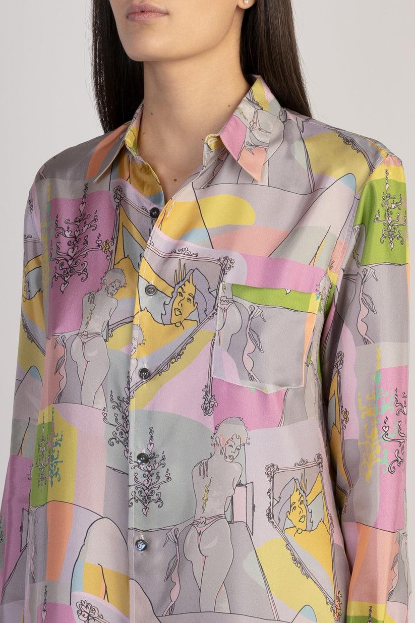 Sans Tabù Camicia in pura seta a maniche lunghe “Specchio Delle Mie Brame”- Rose Outlet